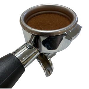 Coffee handle showing the correct level of ground coffee in the portofilter
