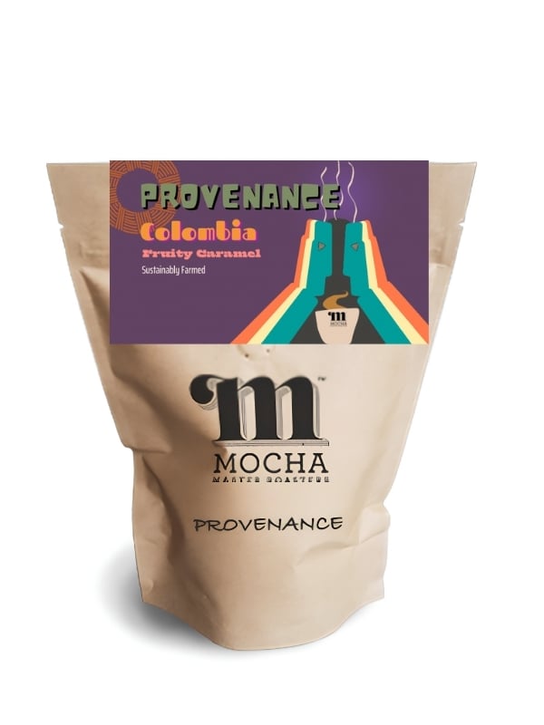 Bag of Colombian Single Origin Supreme coffee beans roasted by Mocha Coffee