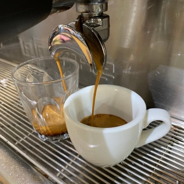 Ideal warm honey espresso flow extraction for sweet balanced coffee